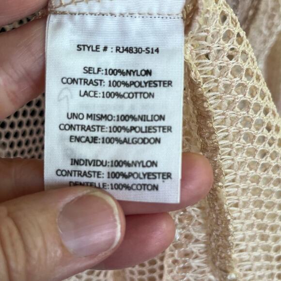 Ryu Women's Open Knit Longline Lace Trim Cardigan Color Blush Size S. NEW - Picture 10 of 11